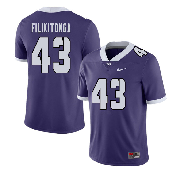 Men #43 Izaih Filikitonga TCU Horned Frogs College Football Jerseys Sale-Purple